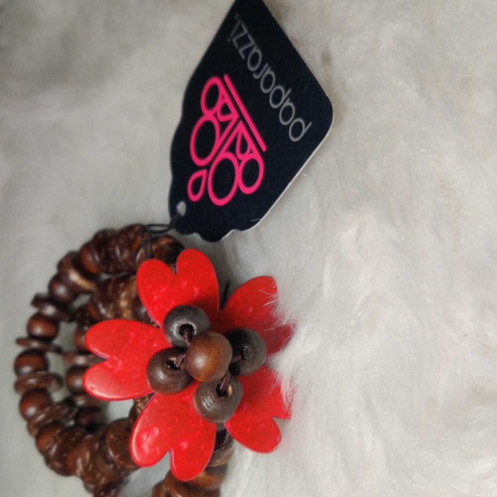 Paparazzi Wooden Stretch Flower Bracelet